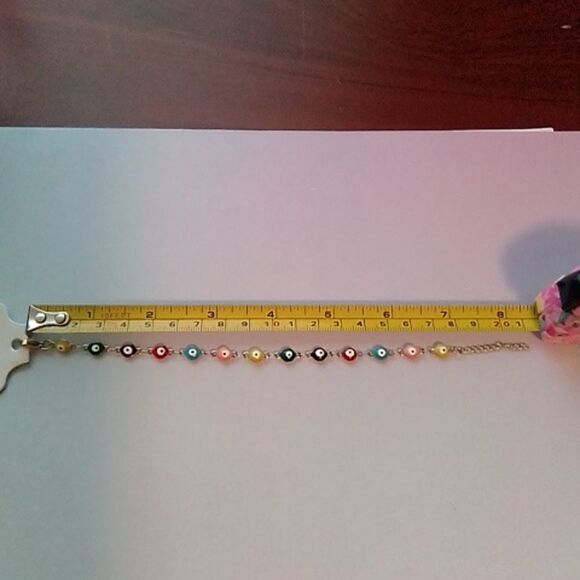 Unisex Bohemian Bracelet God Eye 14K Gold Plated Stainless Steel with Resin eye - Picture 5 of 7